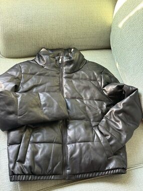 Sebby Black Faux Leather Jacket with Satin Lining